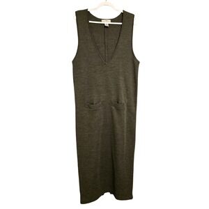 Deane & White Vintage Gray Knit Maxi‎ Dress V-Neck Sleeveless Medium